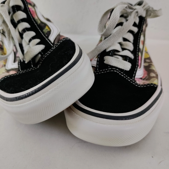 VANS Off The Wall Old Skool Black Suede Floral Skate Sneakers Women Size 5 - Picture 11 of 12